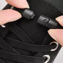 No-tie Shoelaces For Adults And Kids, Elastic Lace With Lock, Stretchy Flat Shoe Laces - Black - View 2