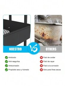 Carrito Organizador Multiusos 3 Niveles Metálico con Ruedas – Carritos Organizadores para Máximo Almacenamiento Cocina, Organizador Cocina Eficiente, Carrito Práctico para la Cocina y Más – Organizador para Cocina Versátil. - Negro - Ver 4