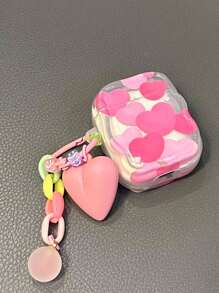 1pc Pink Heart Shaped Protective Case Compatible With Apple Wireless Airpods Pro/1st/2nd/3rd Gen - Pink - View 2