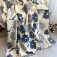 Women Scarf, Versatile Long Shawl, Lightweight Chiffon/Silk Scarf For Spring/Summer, New Large Flower Scarf For Autumn/Winter Elegant Accessories Women - Grey - View 2