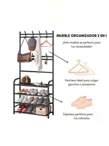 Zapatera Perchero Multi Organizador 4 Niveles - Negro - Ver 2