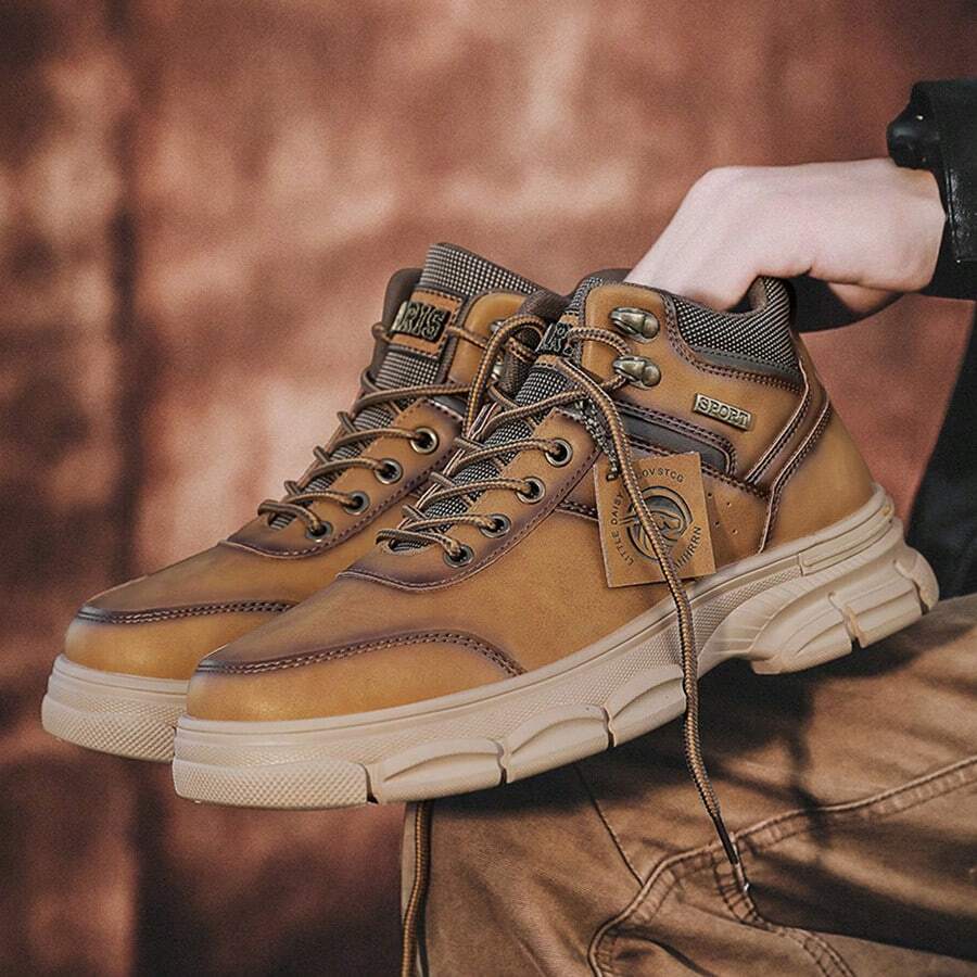 時尚潮流、舒適防滑、耐磨非正式高筒鞋 - 黃色 - 查看 1