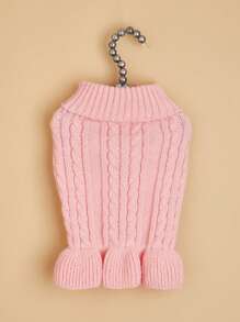 1 Miếng Màu hồng Áo len thú cưng , Mùa Thu /đông Hàng mới đến , Đúng mốt Kẹo màu , Chất rắn , Xoắn Đan Áo chui đầu Đối với Dễ thương Chó - Hồng - Xem 4