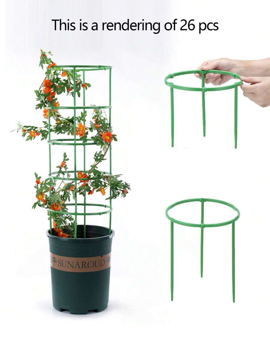 Estante De Soporte Para Plantas Trepadoras, Anillo De Hierro Envuelto En Plástico, 6 Uds., Para Flores De Enredaderas - Multicolor - Ver 1