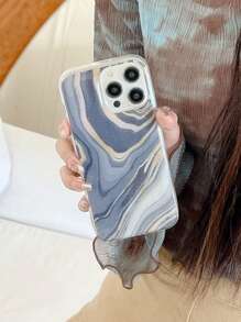 1pc Gold Sand Marble Patterned Tpu Phone Case Compatible With Apple, Samsung, Xiaomi