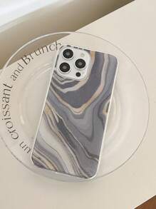 1pc Gold Sand Marble Patterned Tpu Phone Case Compatible With Apple, Samsung, Xiaomi
