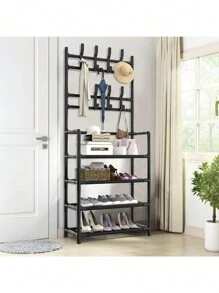 Zapatera Perchero Multi Organizador 4 Niveles - Negro - Ver 3
