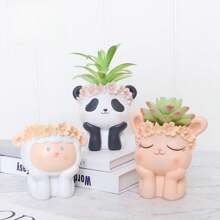 1入組卡通動物造型創意禮物,適用於家庭辦公桌裝飾,化妝刷收納盒,筆袋,多肉花盆