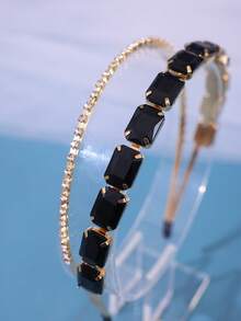 1入組手工製作珍珠&水晶編織髮箍適合婚禮婚紗洋裝配件