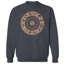 Nearly There Zodiac Circle Graphic Sand Unisex Cotton Pullover Sweatshirt - 灰色 - 查看 3