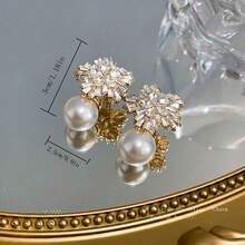 1對鍍金鋅合金白銀耳環,女士派對配件