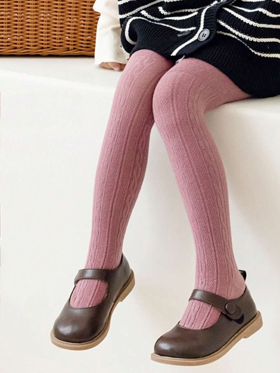 1對女童秋冬款粉色可愛時尚襪子(2-3歲)(3-8歲)(8-12歲)(12-16歲)