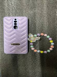 Pendant Decor Beaded Phone Lanyard BUTTERFLY - Coral Pink - View 1