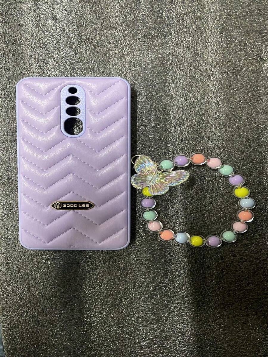 Pendant Decor Beaded Phone Lanyard BUTTERFLY - Coral Pink - View 1