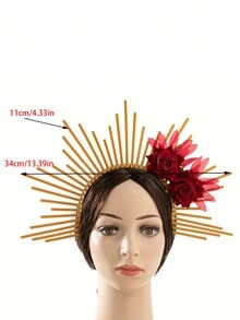 1頂女士女孩用花朵面紗羽毛頭飾,適用於聚會,賽馬,婚禮,德比帽配帶頭箍
