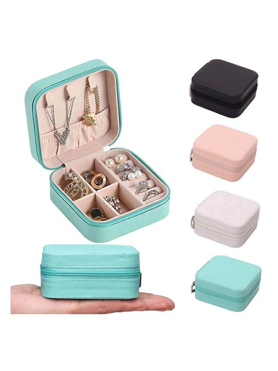 Portable Jewelry Box Organizer Mini Jewelry Box For Women - Beige - View 1
