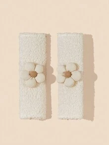 2pcs Universal Baby Stroller/car Seat Shoulder Strap Covers - Beige - View 3