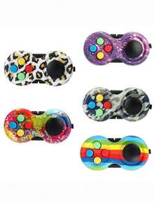 1pc Random Color Stress Relief Gamepad Keychain Fidget Pad Novelty Toy Hand Shank Stress Reliever - Multicolor - View 9