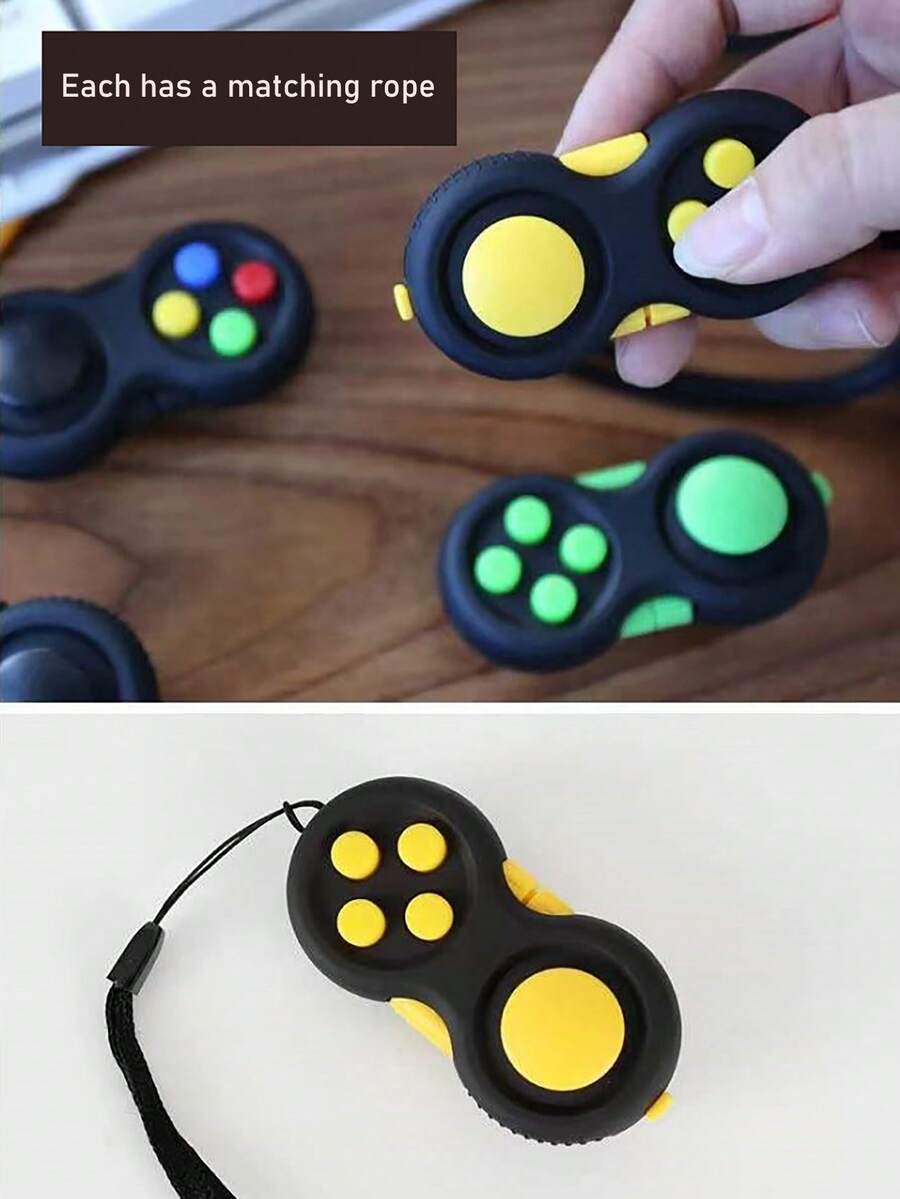 1pc Random Color Stress Relief Gamepad Keychain Fidget Pad Novelty Toy Hand Shank Stress Reliever - Multicolor - View 1