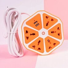Multicontacto Regleta Electrica HEXAGONAL USB Y  Conectores Universales Extension Supresor De Picos Multiples Enchufes , Home Ware Multicontacto Extension Electrica 2 USB Y 5 Conectores Universales Mundiales Supresor De Picos Multiples Enchufes Hexagonal (2 Metros - Multicolor - Ver 4