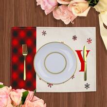 1入聖誕節42x32cm麻棉製檯墊和杯墊,餐廳、餐桌裝飾、隔熱墊,適用於西式料理 - 彩色 - 查看 10