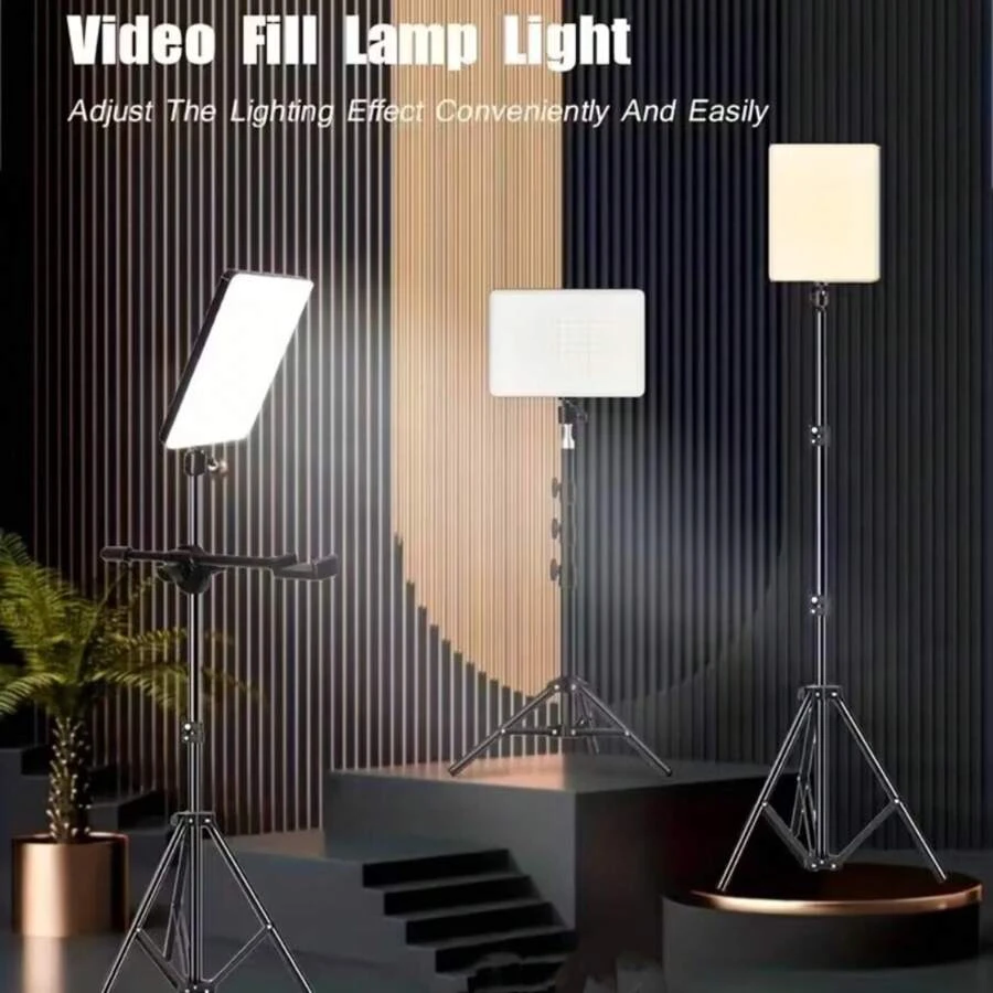 10-inch Led Light Panel For Live Streaming/video Recording With 50cm Triangle Support Stand, Square Beauty Lighting For Indoor Professional Photography