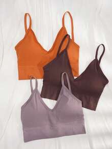 3pcs/set Bra And Panties Set - Brown - View 4