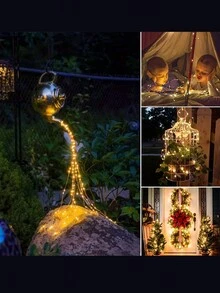 110英尺300led太陽能戶外串燈,童話花園燈適用於假期,防水聖誕花園庭院裝飾