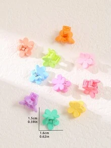 10入組嬰兒幼童女孩啞光花造型髮夾,可愛極簡風格髮飾適用於日常穿著
