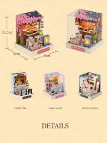 1pc Wooden Diy Mini Candy Store Building Block Model Creative Surprise Gift - Baby Pink - View 5