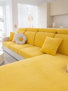 1pc Universal Simple Modern Sofa Cover All-inclusive Elastic Cover Cushion For All Seasons - Yellow - View 2