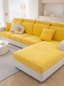 1pc Universal Simple Modern Sofa Cover All-inclusive Elastic Cover Cushion For All Seasons - Yellow - View 1