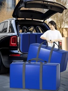 1入藍色加厚超承重手編袋，行李收納袋，玩具收納袋，衣物收納袋，棉被收納袋，適用於家居儲物、學校組織袋、老師收納袋 - 藍色 - 查看 2