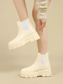 女性雨靴糖果色,高跟防水防滑中筒套鞋時尚鞋款 - 白色 - 查看 1