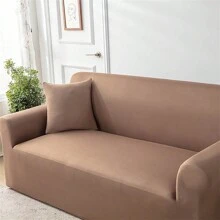 Milk Silk Simple Sofa Cover - Camel - View 2