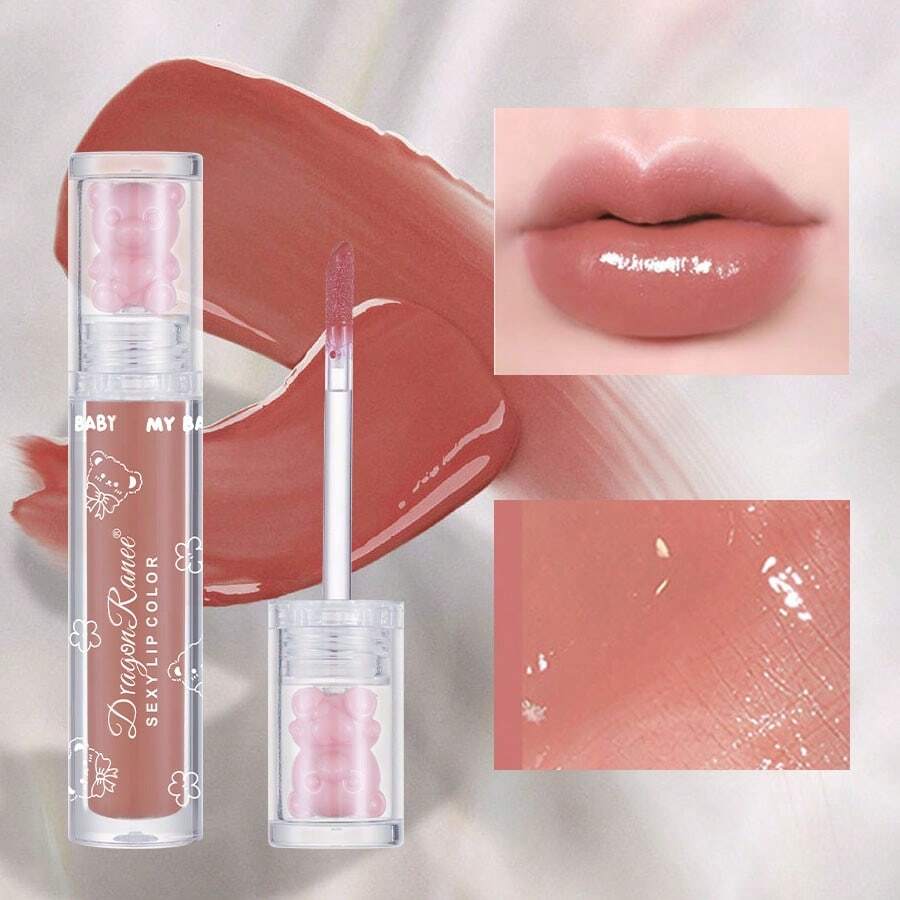 Dragon Ranee 閃亮唇彩持久防水水晶口紅,類玻璃透明唇釉,淺色果凍唇膏塗層,滋養保濕唇膏,透亮唇膏,像鏡子的玻璃唇油水霧唇蜜