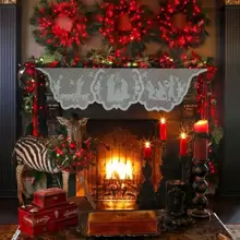 Christmas Fireplace Decorative Cloth - White - View 4