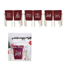 1pc Christmas Red Plaid Chair Cover - Red - View 4