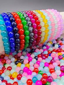100 件 8 毫米彩色水晶玻璃散珠隔珠，时尚 DIY 手链项链珠宝制作工艺用品 - 1串100顆 - 查看 5
