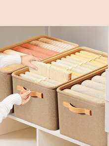 1只簡單的衣物收納袋,適用於內衣、襪子抽屜、衣櫥,可攜式、、可水洗、可摺疊、多格收納盒/咖啡棕色