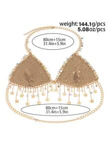 1pc Gorgeous And Shiny Butterfly Sequined Rainbow Rhinestone Fringe Bikini Body Chain, Perfect For Ladies' Festivals, Nightclub Parties And Celebrations.