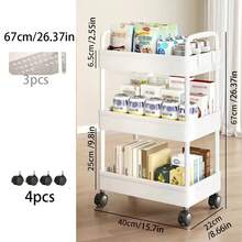 1入花園盆栽架,多層移動手推車,多層地板移動架,適用於存放盆栽、花園、浴室、廚房多功能收納架,家庭收納用品 - 白色 - 查看 2