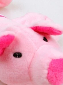 1入組寵物狗牙齒清潔粉紅條紋吱吱聲絨布豬玩具,適用於小狗和大型犬 - 粉色 - 查看 3