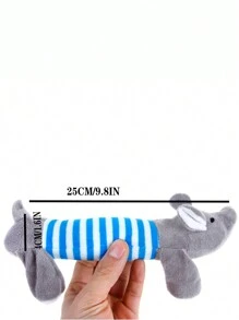 1入組寵物狗牙齒清潔粉紅條紋吱吱聲絨布豬玩具,適用於小狗和大型犬 - 粉色 - 查看 5