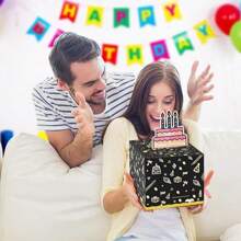 生日現金禮物拉提盒,有趣的現金禮物盒,拉提盒生日驚喜套裝,適用於女性男性、最好的朋友、女友、妻子姐妹的生日禮物 - 黑色 - 查看 4