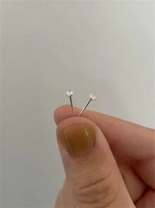 CHOSHILAR 4pcs/Set Minimalist Korean Style Versatile Cubic Zirconia Stud Earrings Set, Delicate Daily Wear Earrings For Women, Perfect Gift For Herself - Silver - View 3