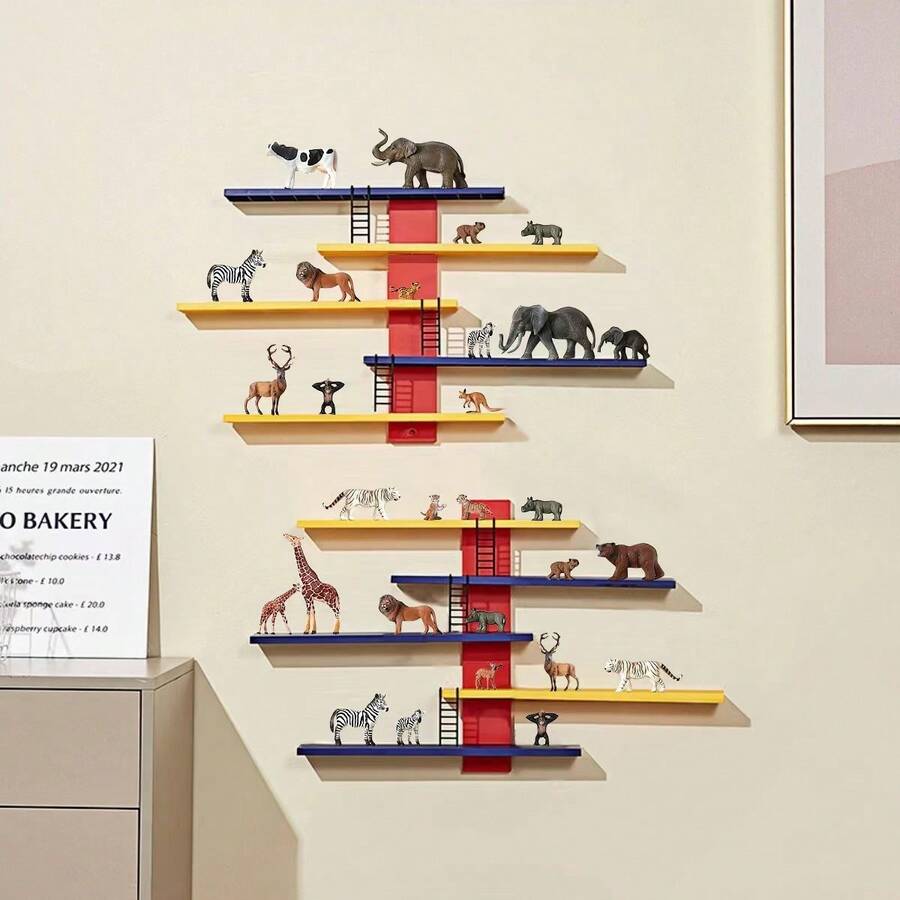 1個abs壁掛式玩具收納架,免費打孔壁掛式玩具收納架,可自由組合時尚玩具收納架,適合兒童、成人、家庭使用的玩具區收納 - 彩色 - 查看 1