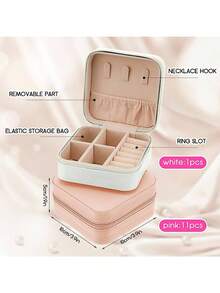 Portable Jewelry Box Organizer Mini Jewelry Box For Women - Beige - View 4