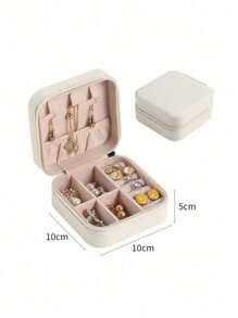 SINAI Small Jewelry Box, Travel Jewelry Box Jewelry Boxes - White - View 2