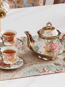 Procurement Of Tea Set With Ceramic Tea Ware, Afternoon Tea Ware, Ceramic Tea Pot, Metallic Tea Set Stand, European-style Adult Ceramic Tea Ware, Flower Tea Set, Women's Tea Ware